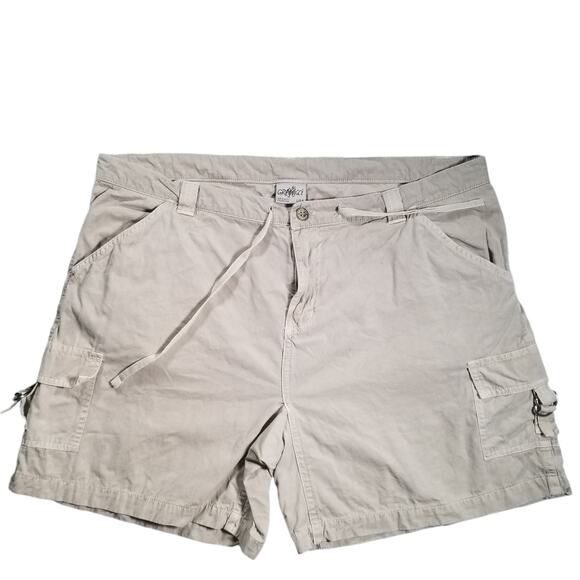 Gold Toe Pants - Gramicci Khaki Cargo Shorts Drawstring Pockets 100% Cotton Sz 14 36" USA Made